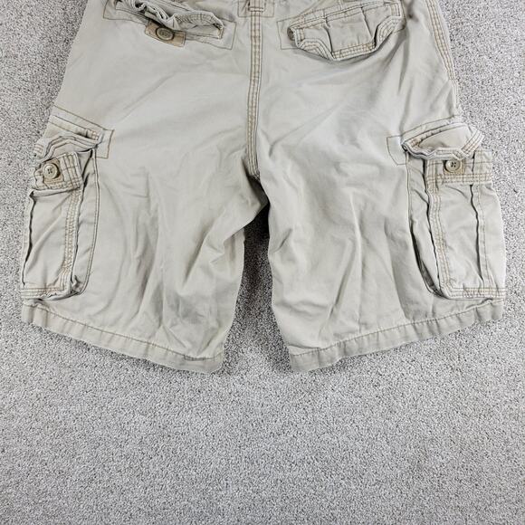 Aeropostale Cargo Shorts Mens 32 Cream Distressed Baggy Cotton Pockets Y2K - Picture 9 of 12